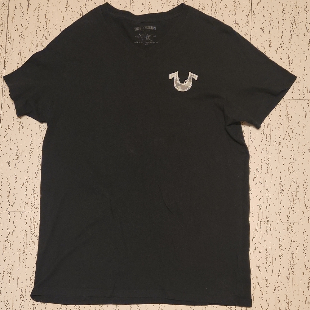 True Religion Black Camo Logo V-Neck T-Shirt